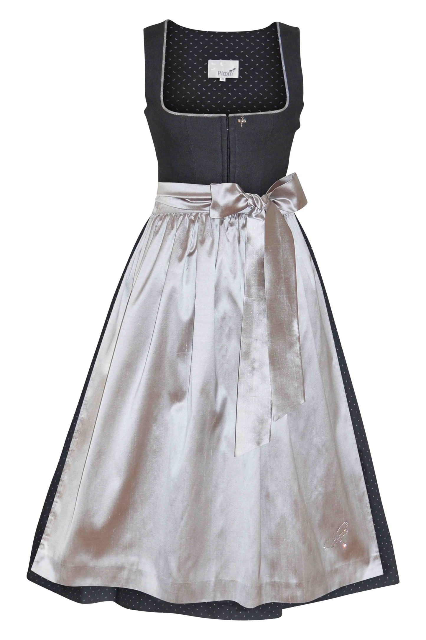 Dirndl "Ida" anthrazit mit Seidenschürze